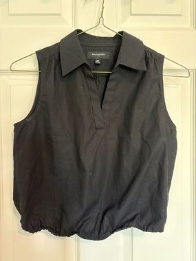 Banana Republic Black Sleeveless Collared Shell Top